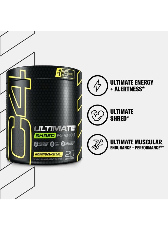 C4 Cellucor C4 Ultimate Shred Pre Workout Powder, Fat Burner for Men & Women, Metabolism Supplement with Ginger Root Extract, Lemon Italian Ice, 20 Servings (Pack of 1) - Image 3